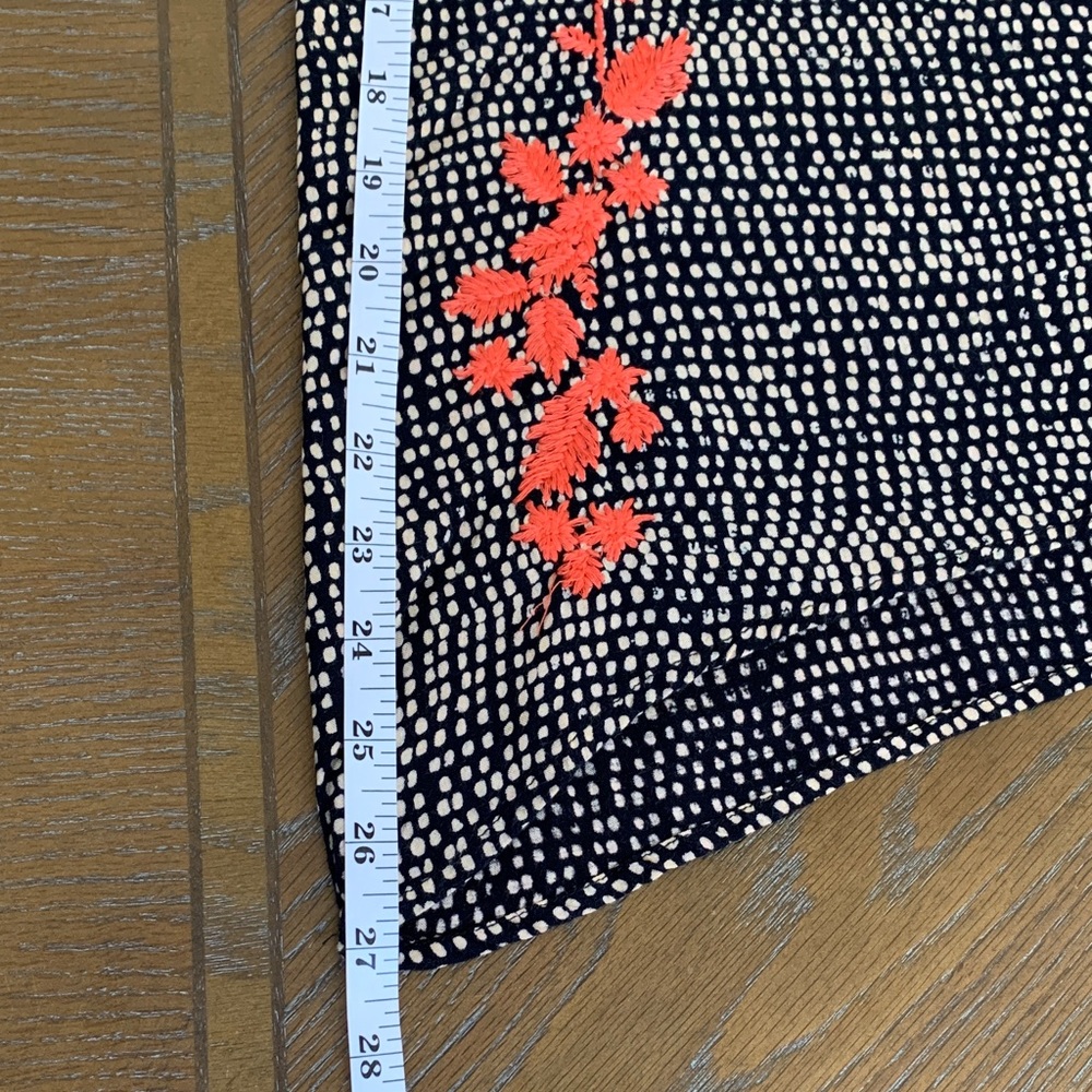 THML Sleeveless Black Blouse with Orange Embroidered Flowers & Cream Dots - Picture 11 of 15